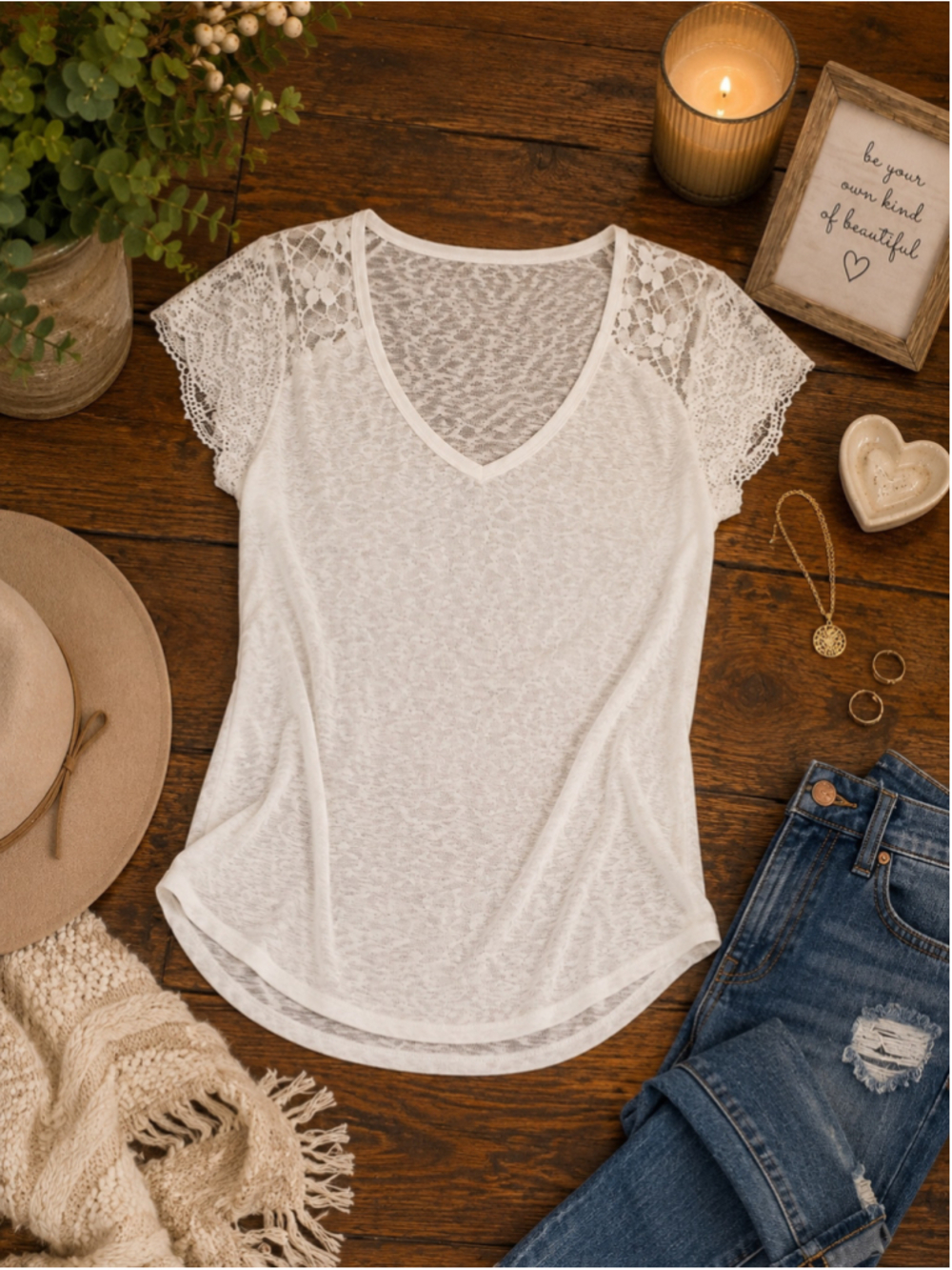 Dex Size M Women’s white lace back top
